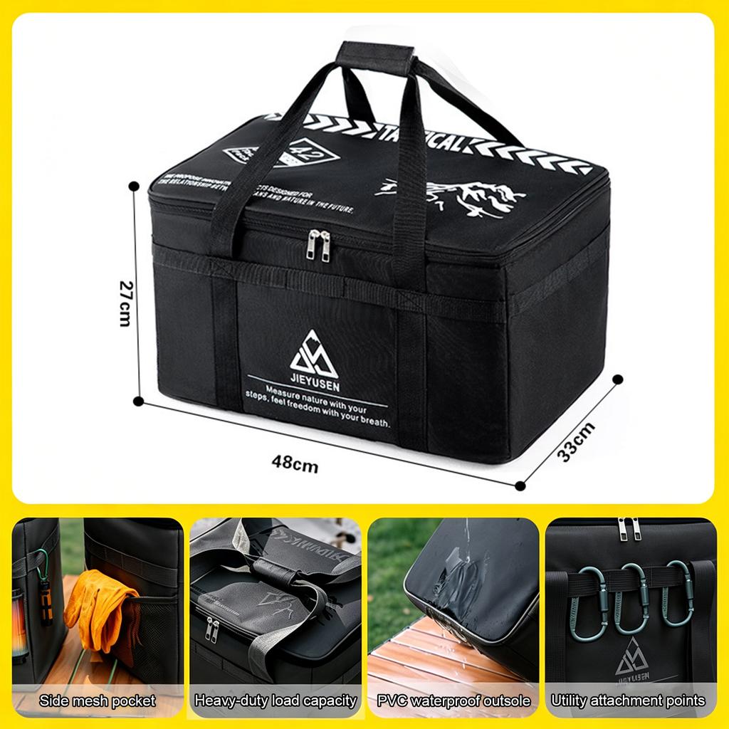 30/42L Camping Kitchen Organizer Waterproof Oxford Cloth Picnic Bag with Adjustable Shoulder Strap for Hiking Picnic Cookware
