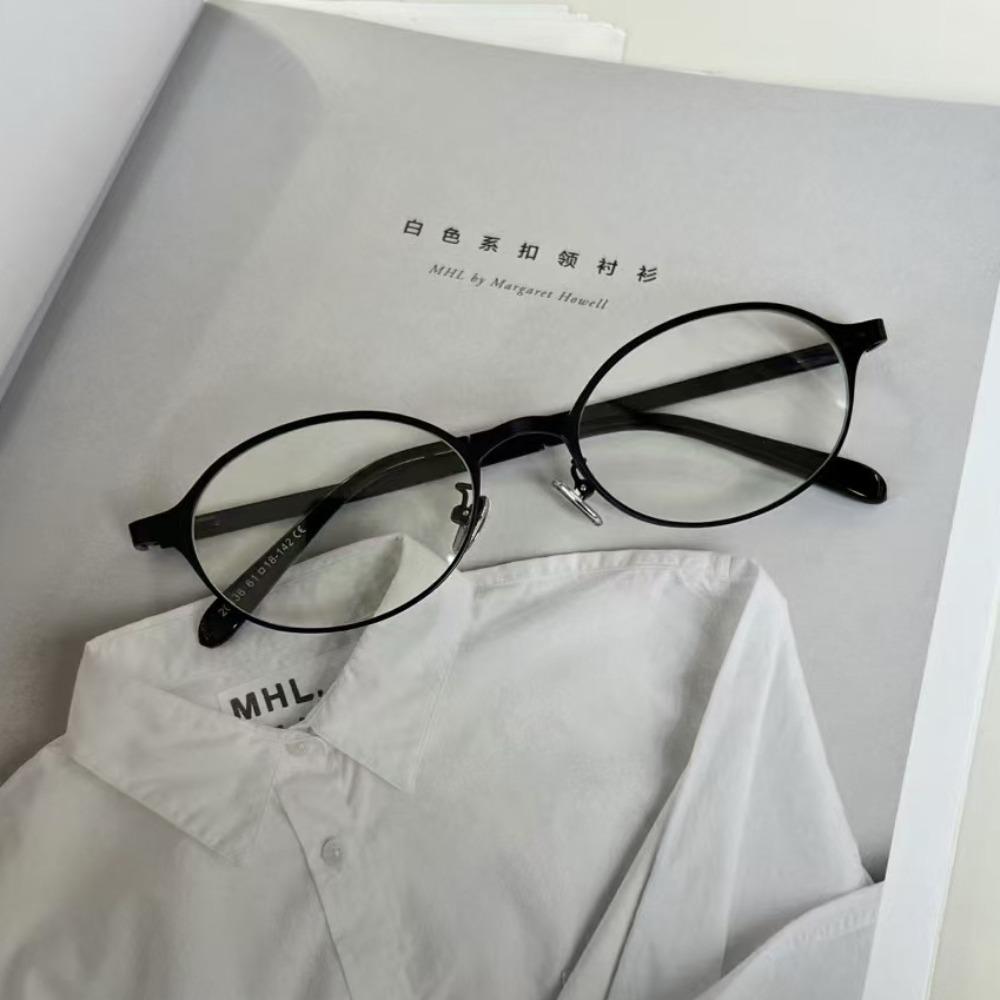 Retro Metal Oval Glasses Transparent Blocking Glasses Vintage Optical Spectacle Eyeglass  Daily