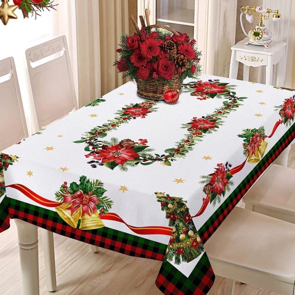 Waterproof Christmas Tablecloth Digital Print Kitchen Dining Table Decor Washable Holiday Home Decor