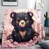 1Pc Cartoon Print Flannel Blanket, High Quality Comfortable for All Seasons, Home Decor, Warmth and Comfort, Perfect for Christmas Birthday Gift