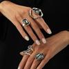 7 Styles Goth Crystal Open Ring for Women 2026 New Trend Geometric Adjustable Knuckle Rings New Year Party Jewelry Gift