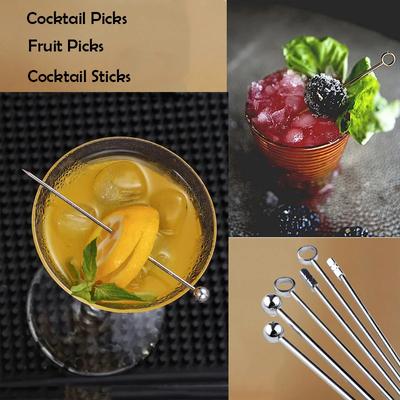 4 pièces Piques à cocktail en acier inoxydable Piques à fruits Bâtonnets à cocktail Pour bar pub club restaurant et usage domestique Accessoires pour boissons