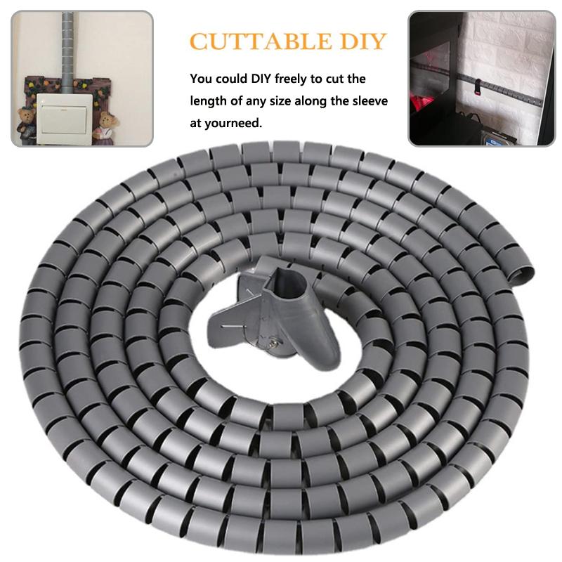 1/2meter 8-25mm Cable Spirals Wrap Tidy Cord Wire Banding Loom Storage Organizer PC TV Wire Winding Tube Wire Sleeves