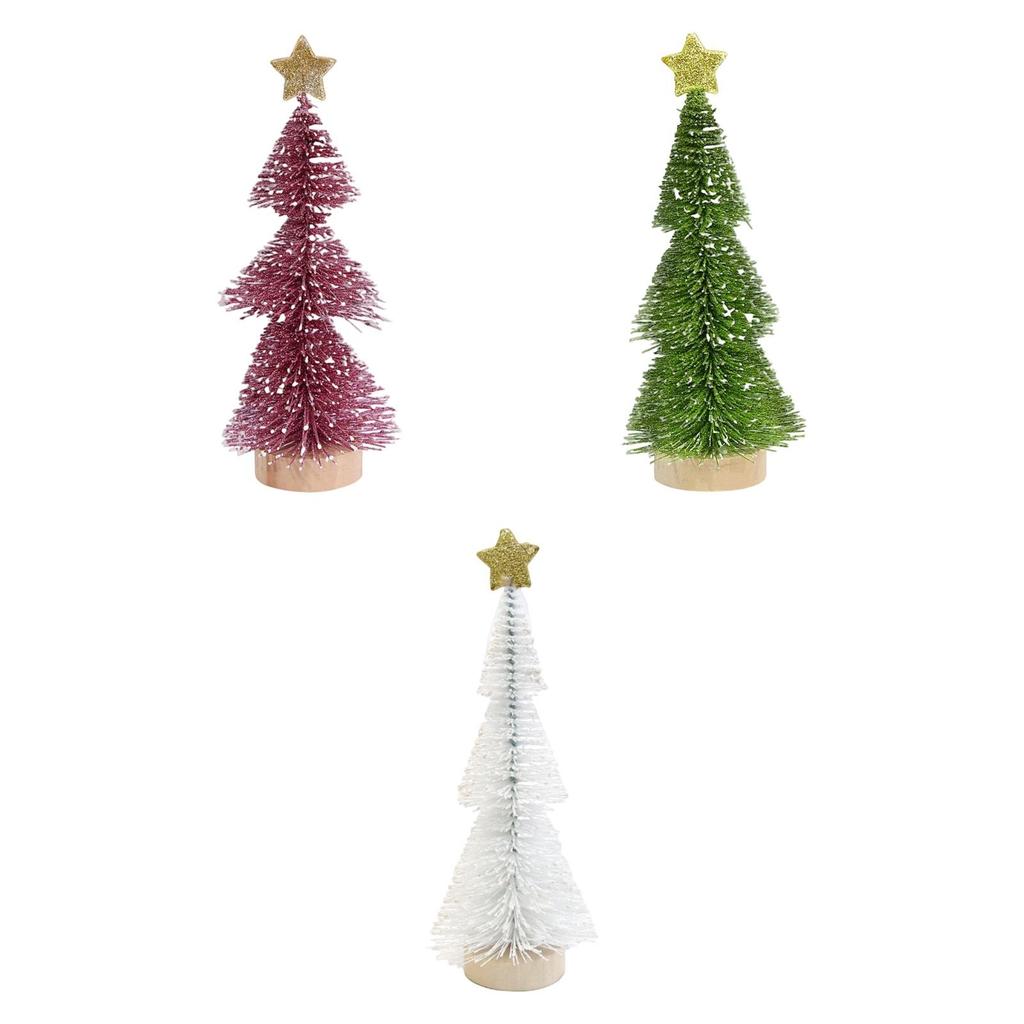 Artificial Mini Christmas Tree Christmas Decoration .84inch Sturdy with Wood Base with Snow for Party Xmas Crafting