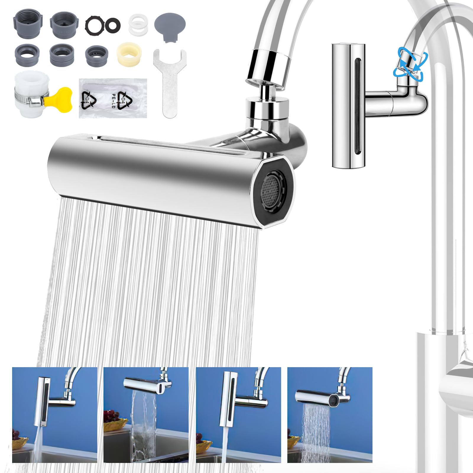 

HIMOMO Дождевой смеситель для душа с осциллирующей водой, горячий и холодный, подходит для и туалета, включает и водонепроницаемый и японскую инструкцию по эксплуатации