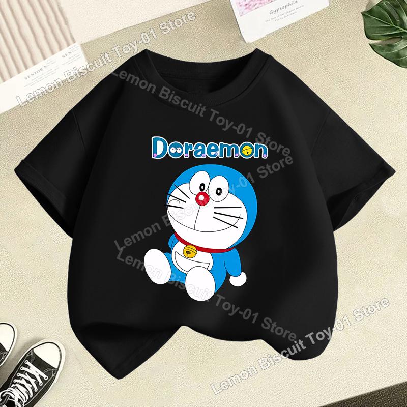 Doraemons Series Boys Girls Short Sleeve Top Summer Hot Cartoon T-shirt Cute Kids Base Clothes O-neck Funny Birthday Gift