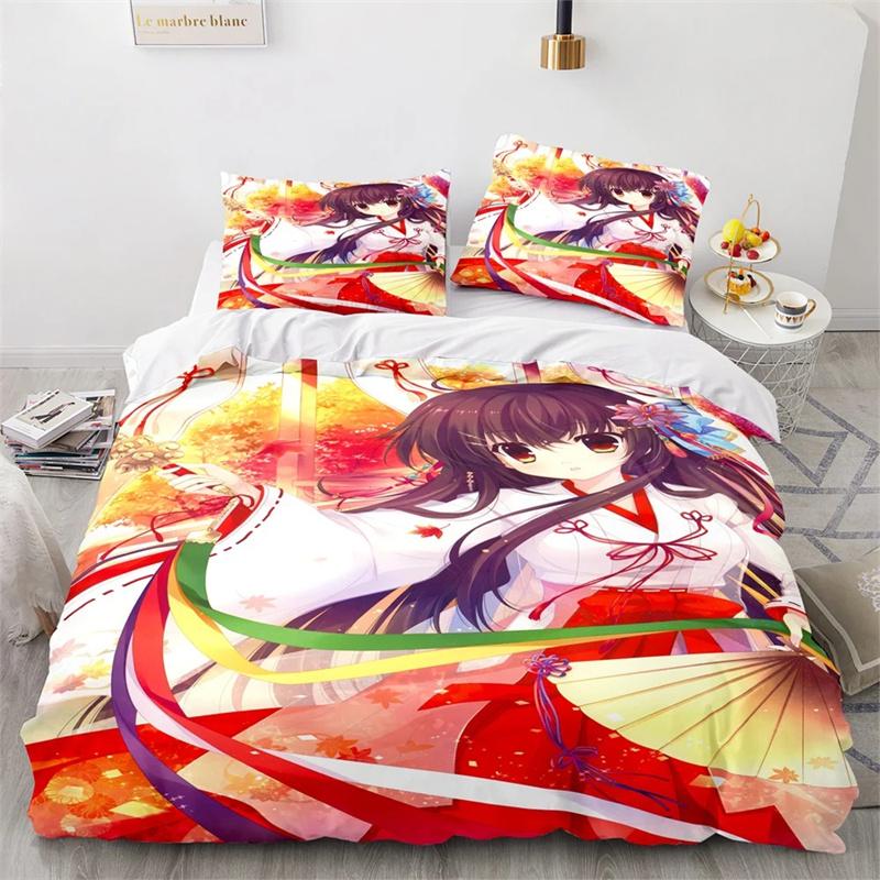3D Print Anime Kawaii Sexy Girl Bedding Set,Duvet Cover Comforter Bed Set Quilt Cover Pillowcase,King Queen Twin Size Boys Girls