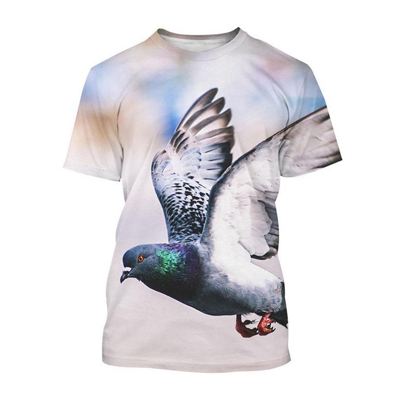 Magliette 3D con Stampa di Piccioni Animali Uccelli Moda Uomo Donna Manica Corta Streetwear Magliette Oversize Abbigliamento