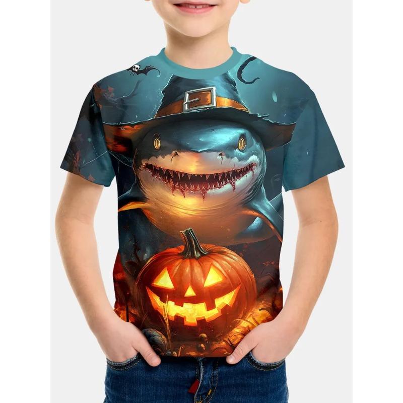 Soft Comfortable Children's Summer Round Neck Short Sleeved T-shirt Creative Color Fashionable Cool Printed Boy's T-shirt