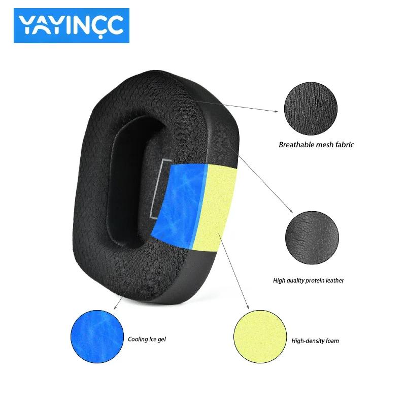 YAYINCC Replacement/Ice gel covers Earmuffs Ear pillows cushions headband rubber Ear pads for Logitech G733 G335 Headphones