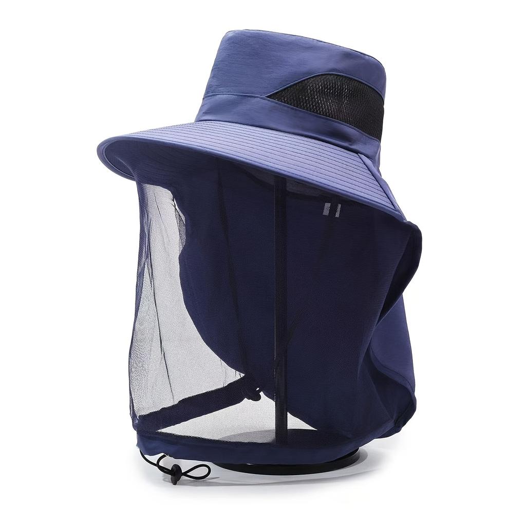 Men Mosquito Proof Sun Hat With Face Cover Summer Outdoor Fishing Bucket Neck Flap Anti Uv Breathable Shade Cap Camping Hiking