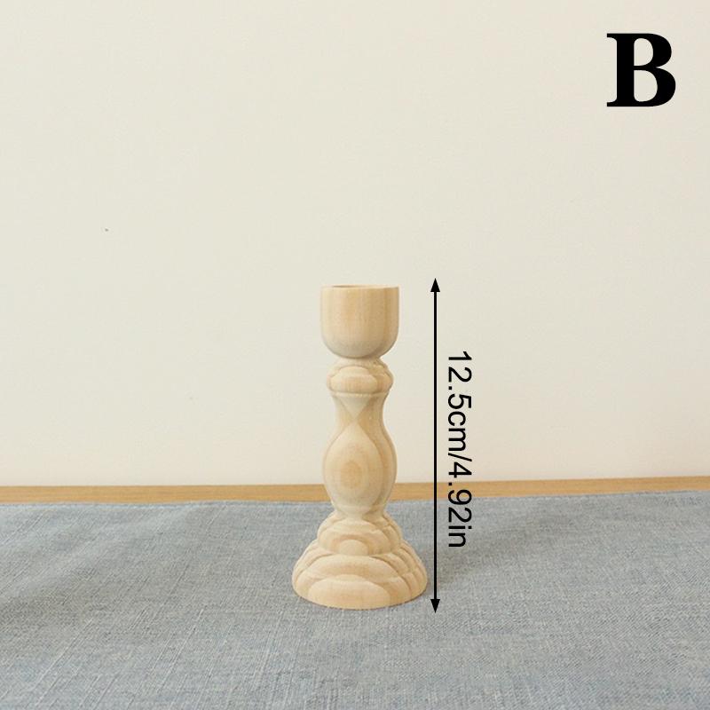 Wooden Candlesticks Unfinished Wood Candle Holder Pillar Taper Candle Stands For Wedding Party Birthday Home Table Decoration