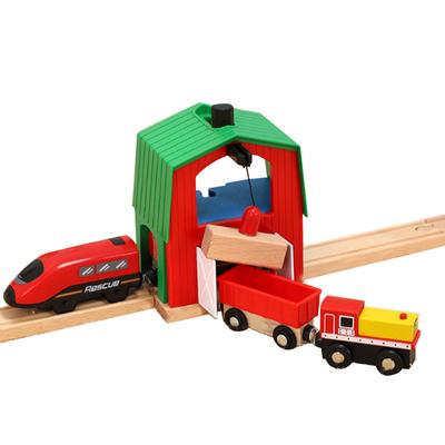 Free Shipping Port Cargo Terminal House Crane Tower Wooden Track Scene Accessories for Wooden Train Track Scene Toys Gift