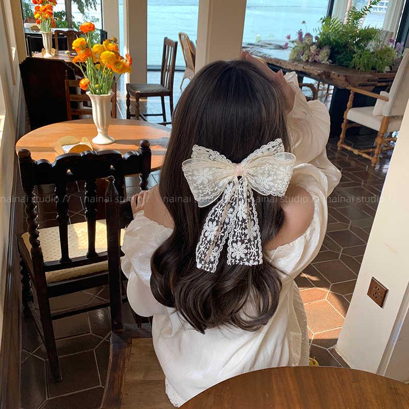 Lace Double Layer Bow Hair Clip: Elegant Large Headwear for Women