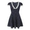 Elegant French Polka Dot Long V-Neck Lace Dress - Women's Summer 2026 Slimming Short-Sleeve Skirt.
