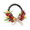 Artificial Flower Wreath 40cm Spring Summer Wreath Front Door Decoration for Indoor Outdoor Orange Red Purple Plastic
