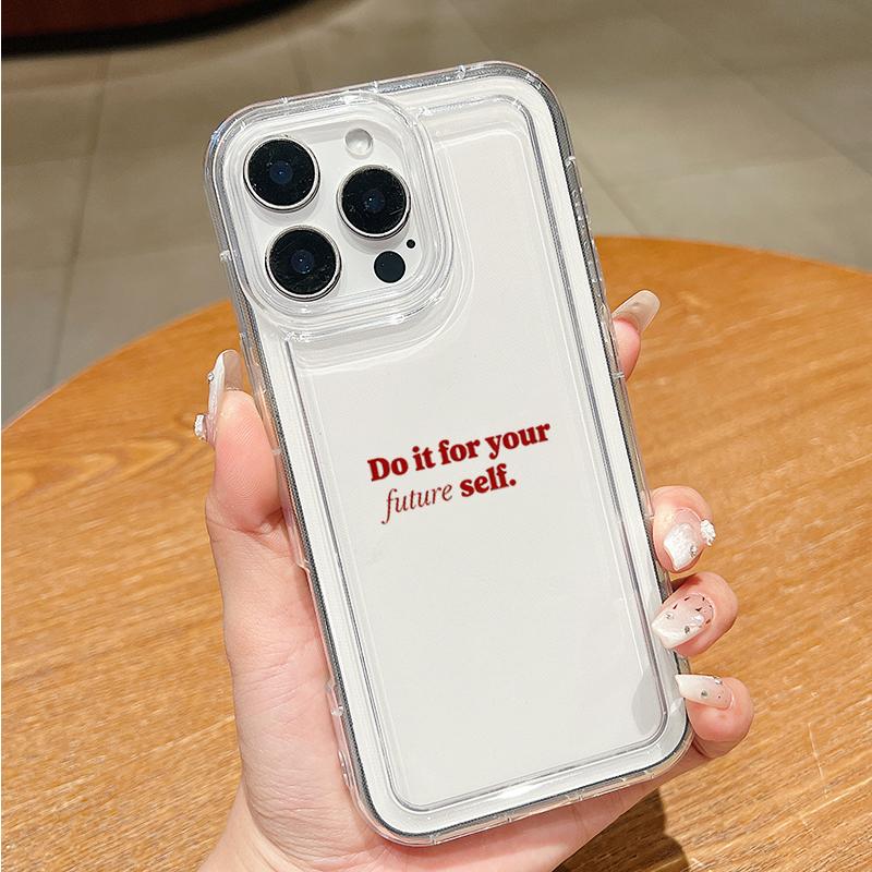 Simple Pink Lucky English Transparent Phone Case For iPhone 17 Pro Max 14 15 16 Plus 13 12 11 Pro XR XS Max 7 8 17Air 16E Cover