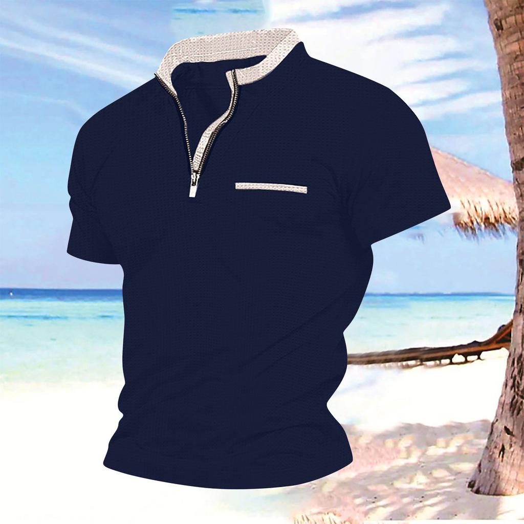 Pánská letní košile s kostkovanou kapsou na zip Pánská sportovní košile