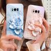 Blooming Blue Flowers For Samsung S25 S25 Edge S25Ultra S8 9 S10 20 U Ltra S21 Pro 22 Plus S23 FE S24 Ultra Glass Phone Case