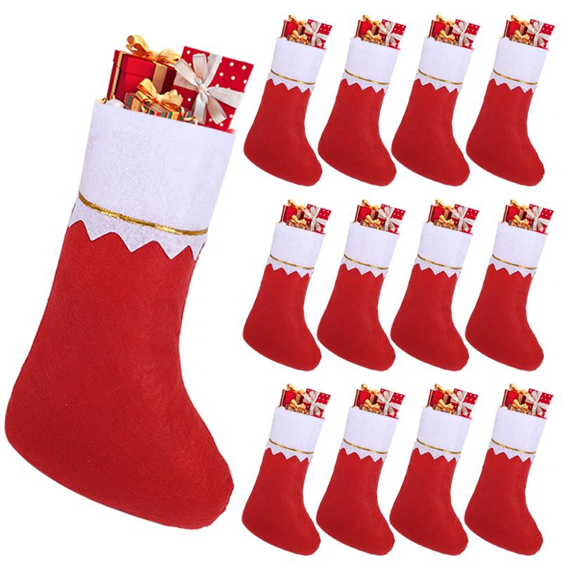 1/3/6Pcs Christmas Stocking Socks Candy Gift Bag Xmas Tree Hanging Ornaments New Year Party Home Fireplace Decoration Kids Gifts