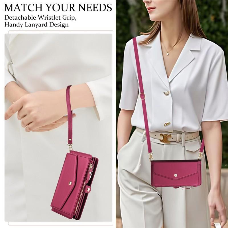 2 in 1 Removable Zipper Wallet Crossbody Case For Samsung Galaxy Z Fold 7 Z Fold 6 5 4 3 Magnetic Charging Luxury Leather Cover