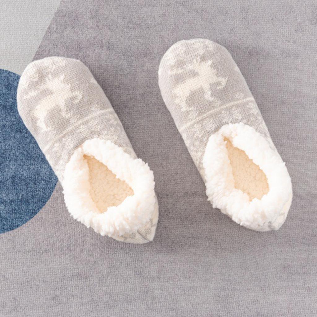 Damen Hirsch Boden Socken, Fünfzackiger Stern Dicke Baumwolle Samt Socken, Haus Schlaf Teppich Socken