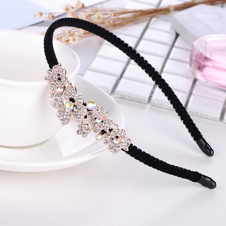 Gold Rhinestone Butterfly Korean Headband & Hairpin Set - Non-Slip Metal Hair Accessories