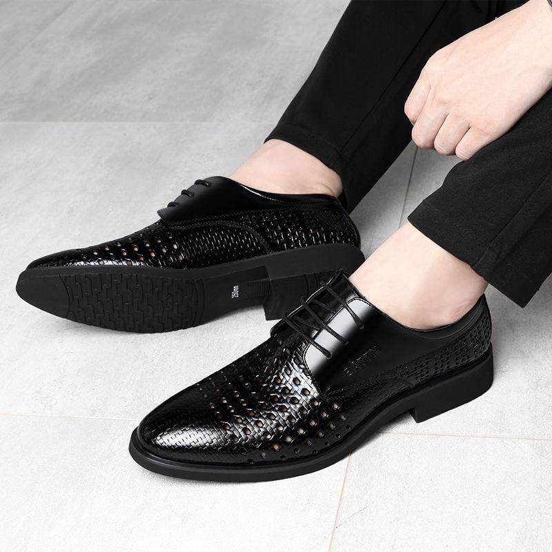 Summer men's shoes leather hollow breathable leather shoes men's shoes men's trend business dress shoes men