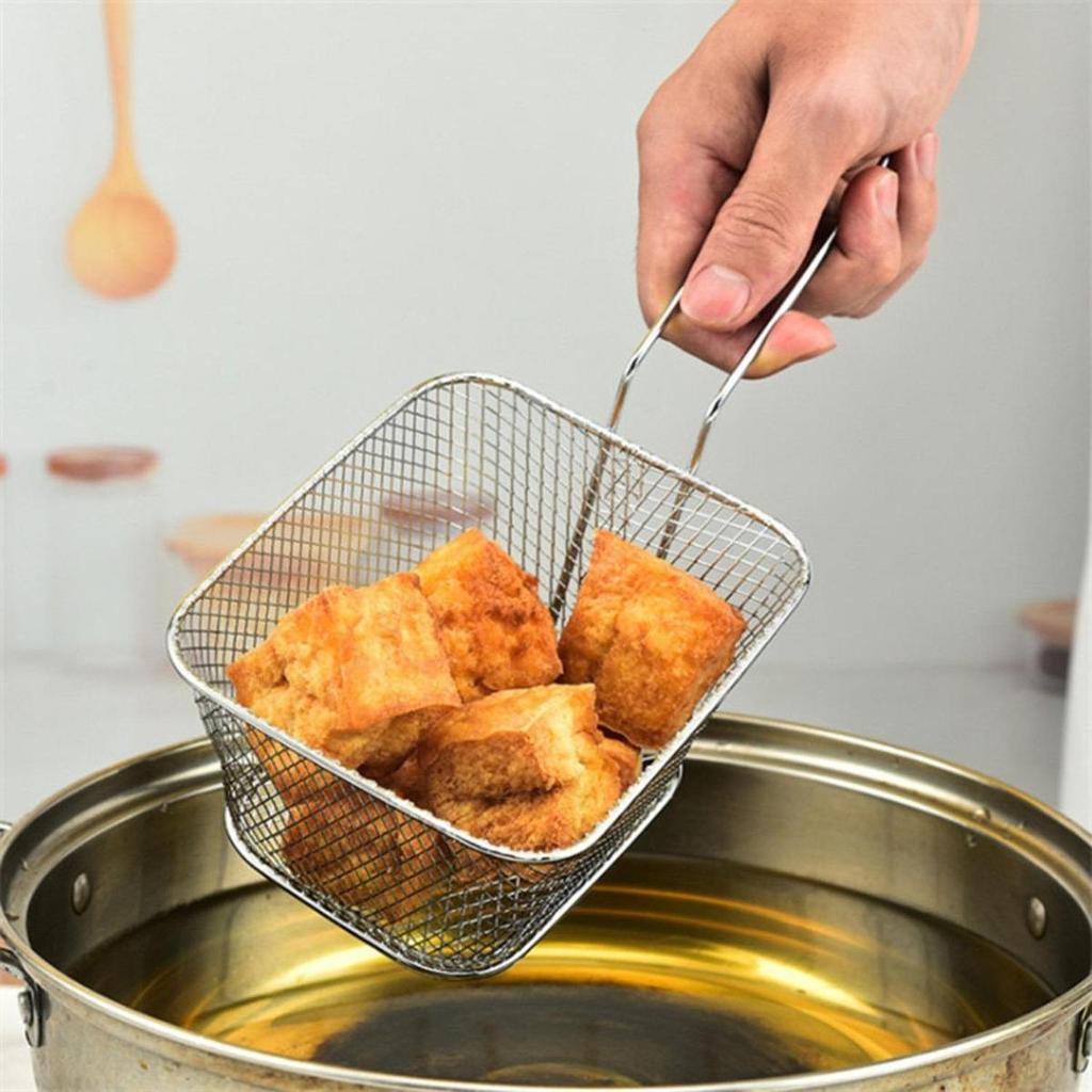 Stainless Steel French Fries Basket Mesh Kitchen Frying Tools Chips Fryer Cooking Frying Basket Strainer