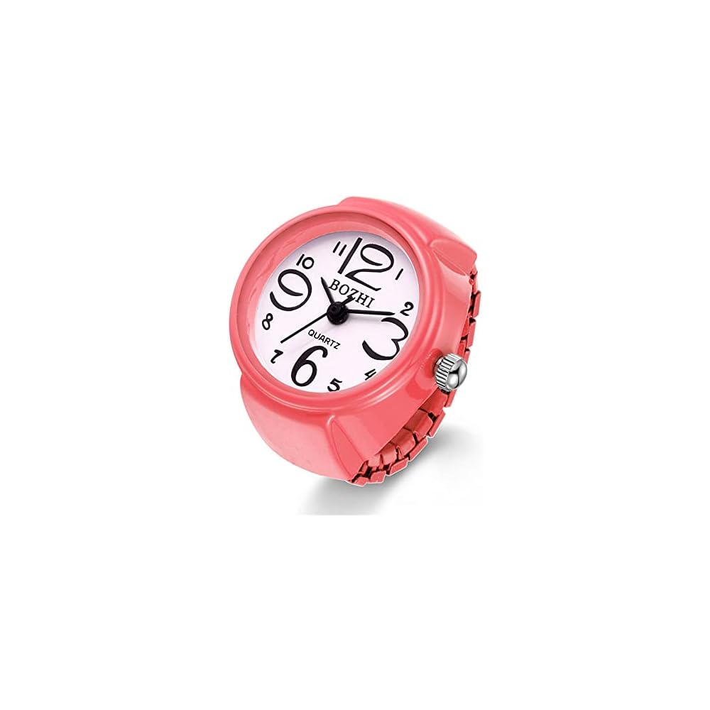 Jewelrywe Ring Watch Waterproof Business Fashion Quartz Sports Ring Watch with Flip Cover and Numeric Dial Stainless Steel