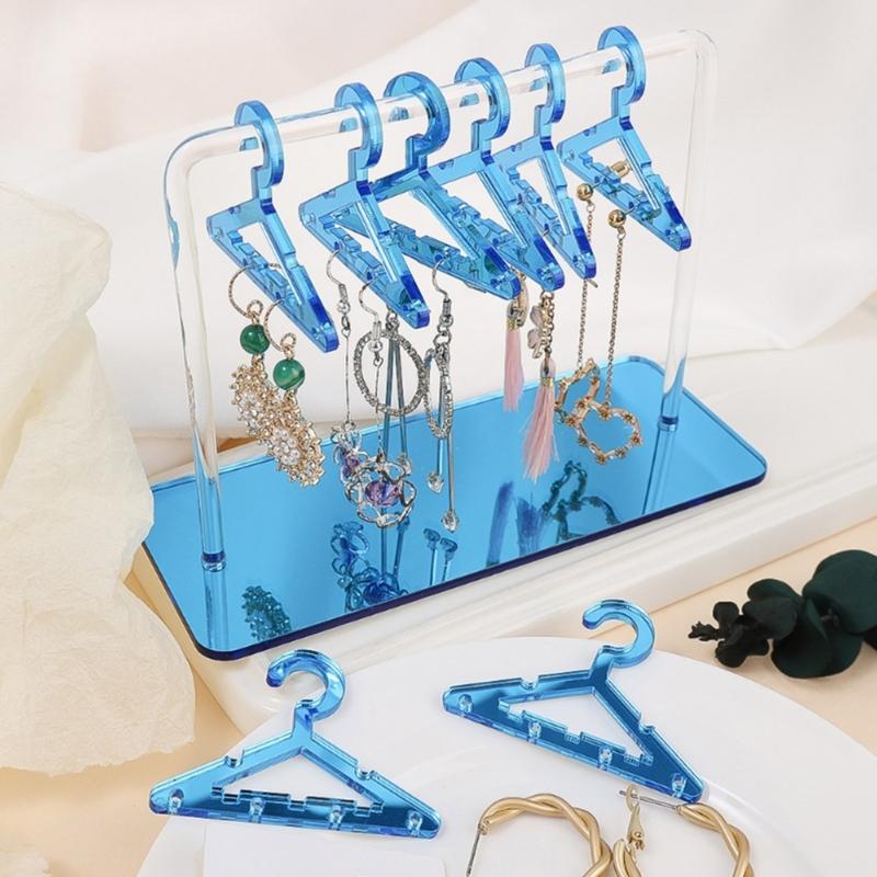 Acrylic Earring Holder Rack With Mini Hangers Jewelry Display Stand Ear Studs Organizer Tabletop Storage For Women Girl
