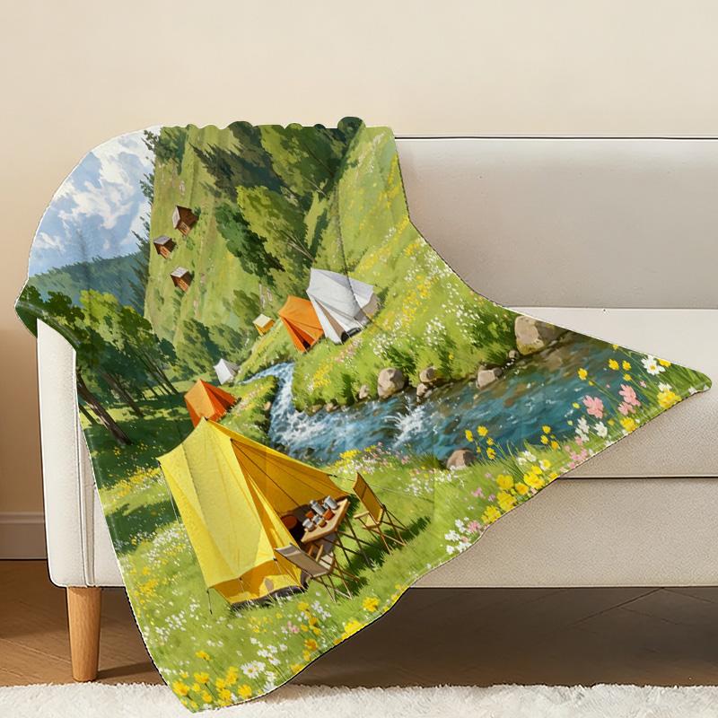 Flannel Fleece Blanket Machine Washable, Nature-Inspired Series, Soft Warm Cozy Throw for Home, Camping, Picnics, Office Naps & Holiday Use