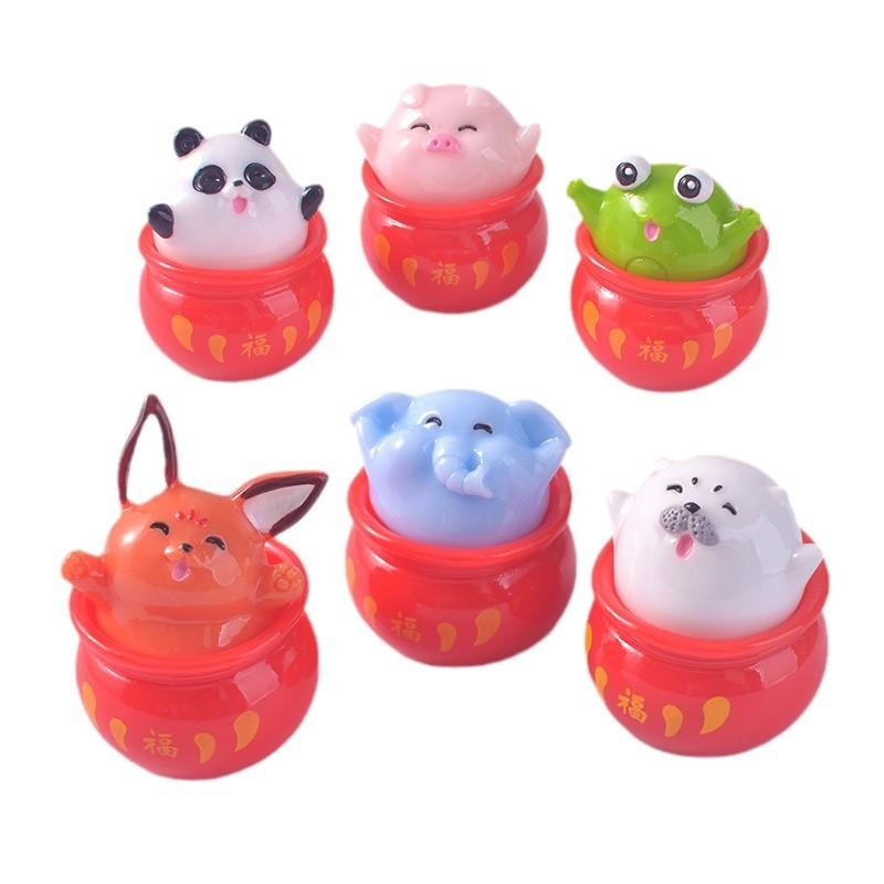 Cute Cartoon Animal Untoppleable Figurine Home Desktop Decoration Car Resin Craft
