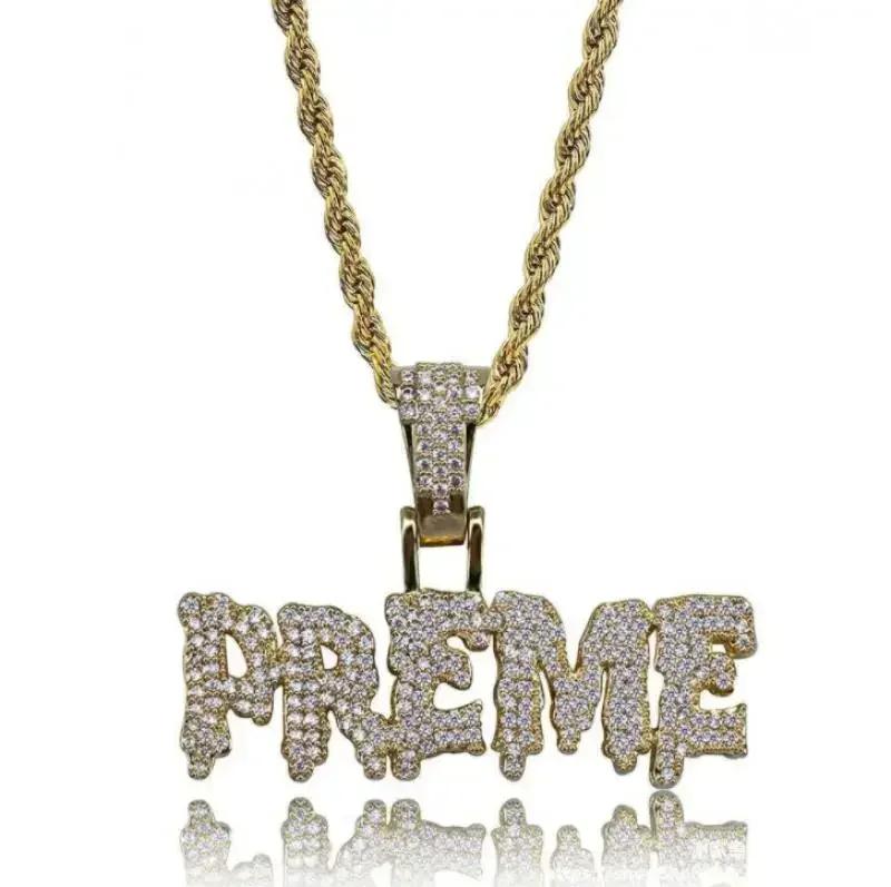 Bling Iced Out Savage Pendant Cubic Zirconia Letter Necklace for Men Women Hip Hop Rock Rap Party Jewelry