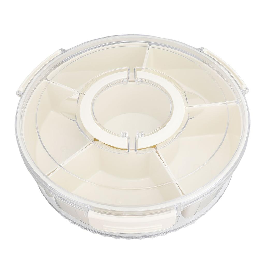 Divided Rotating Serving Tray with Lid and Handle Snackle Box Container Rotating Divided Serving Pla