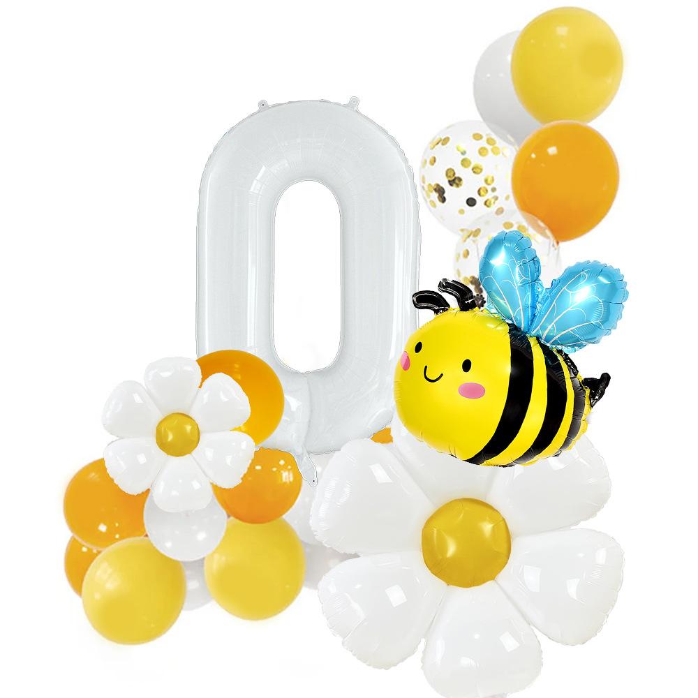 

Fresh Air Bee Daisy Birthday Balloon White 32-Inch Digital Balloon Column Site Decoration Scene Arrangement Bee Little Daisy Balloon Pillar Number 0