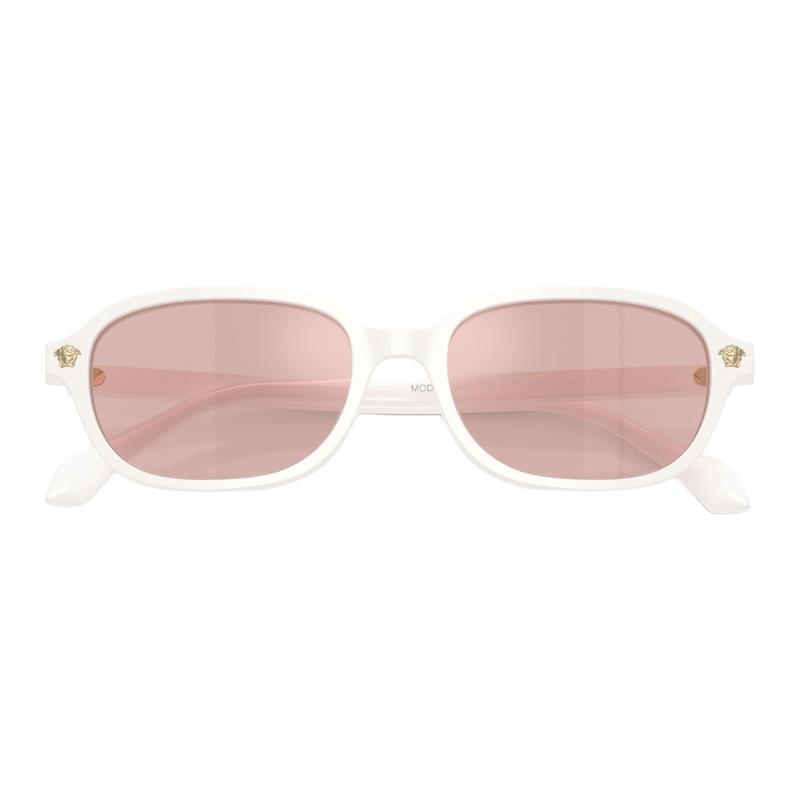Versace Temple Logo Acetate Square Sunglasses Women's White 65979787 VE4514D55441T-White 53/17/140 - H.38