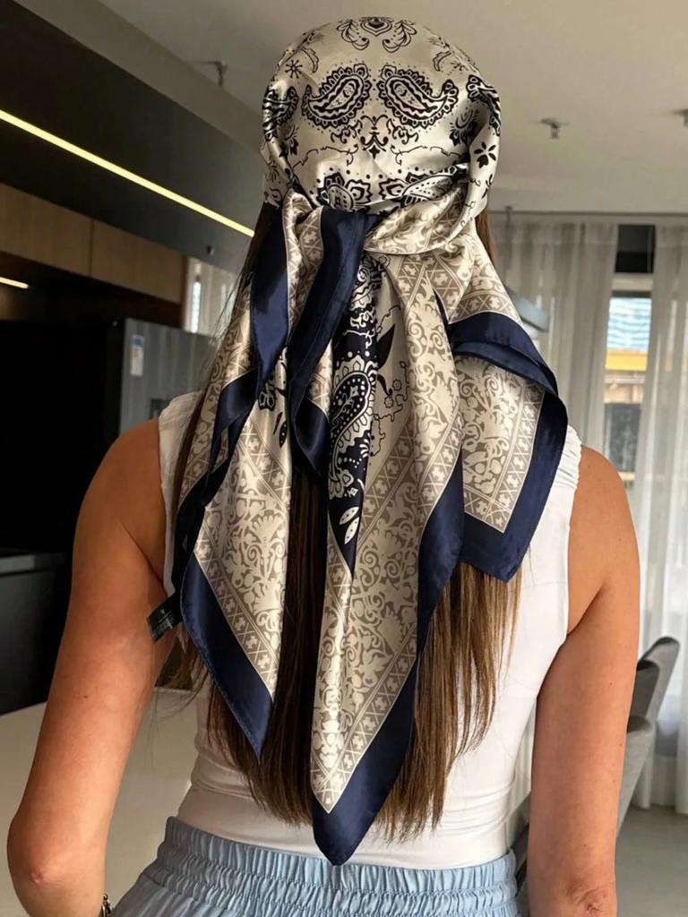 New Women Luxury Silk Scarf Hijab Printed Scarves Square 90X90Cm Shawl Travel Headscarf Bandana Neckerchief Foulard