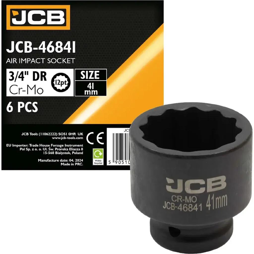JCB Impact Socket 3/4" 41mm 12-point Cr-Mo Socket Wrench