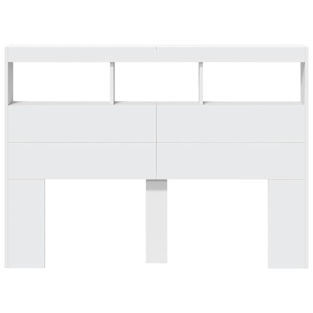LED Headboard with Shelves White 140x17x102 cm