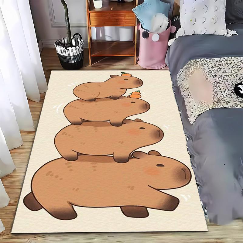Cute Cartoon Capybara Stack Design Carpet for Living Room Decor Suitable for use as an anti-slip for living room bedroom sofas