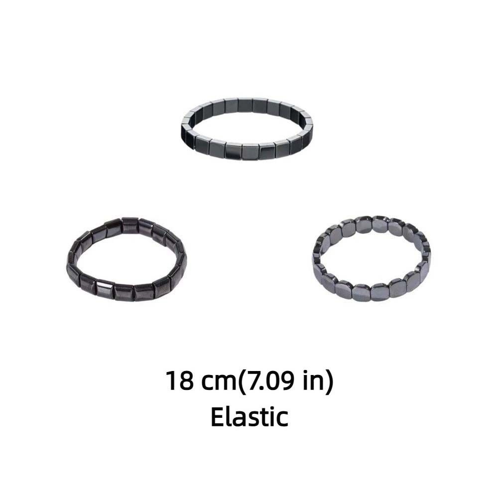 Jewelry Square Bead Wristband Elastic Men Bangle Black Gallstones Bracelet  for Men and Women