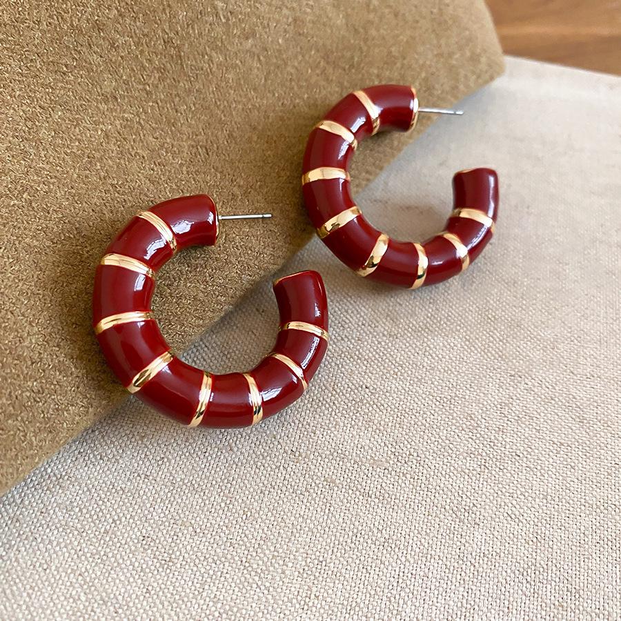 Candy Color C-Shaped Geometric Ear Cuff: Silver Needle Earrings for Women - Stylish, Unique, High-Class Design
