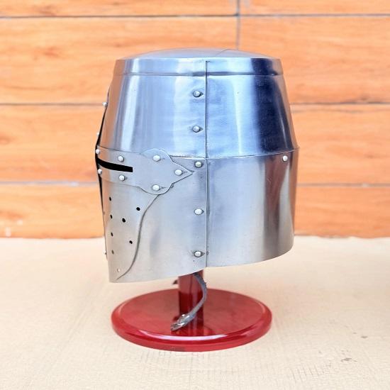 Silver Templar Helmet  Medieval Crusader Helmet  LARP Cosplay Halloween Costume Best Gift Halloween