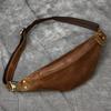 Explosive Retro Crazy Horse Leather Waist Bag for Men, Simple Genuine Leather Crossbody Bag, Multi-functional Chest Bag for Outdoor Use