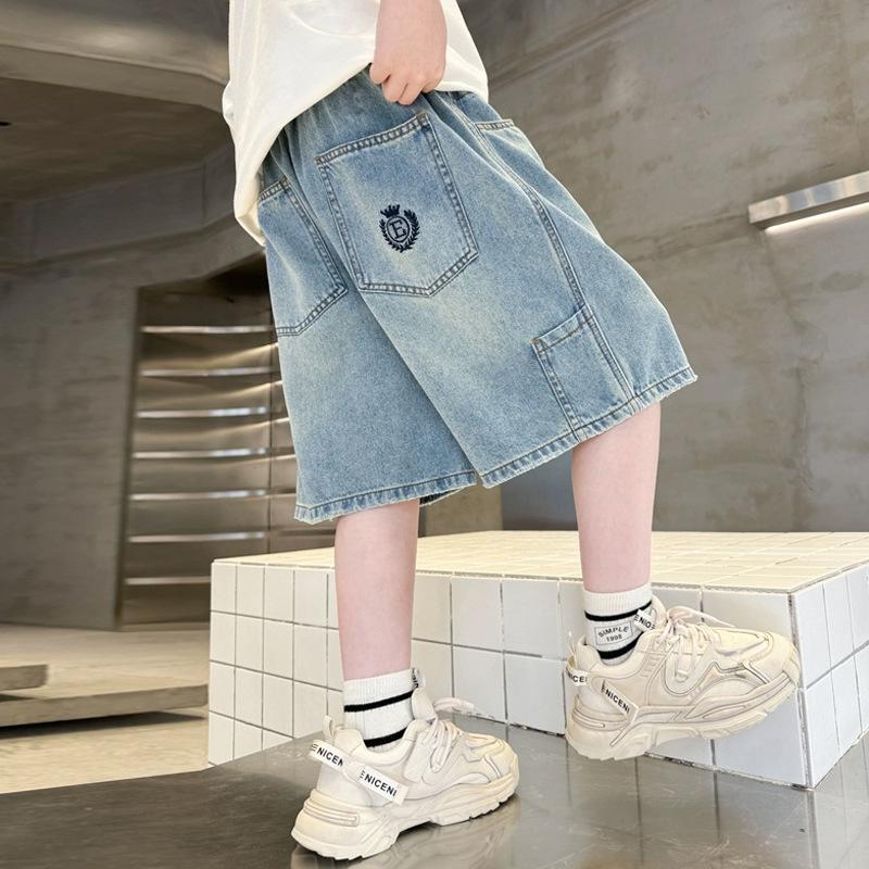 Boys' Summer Denim Shorts 2026 - Trendy Mid-Length Capris for Kids