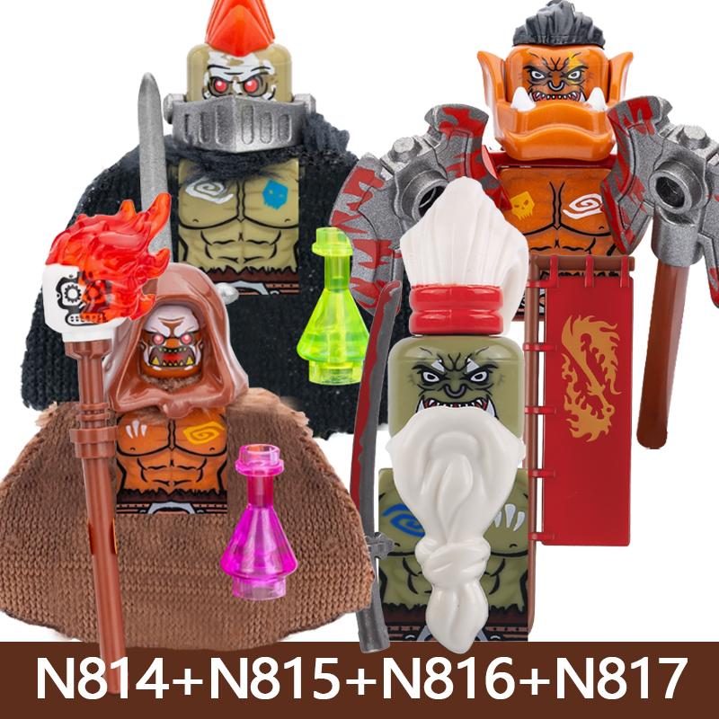Medieval Castle Soldier Figures Building Blocks Knight Orc Warrior Dragon Wolf Animals Battle Flags Accessories Bricks Toys Boys