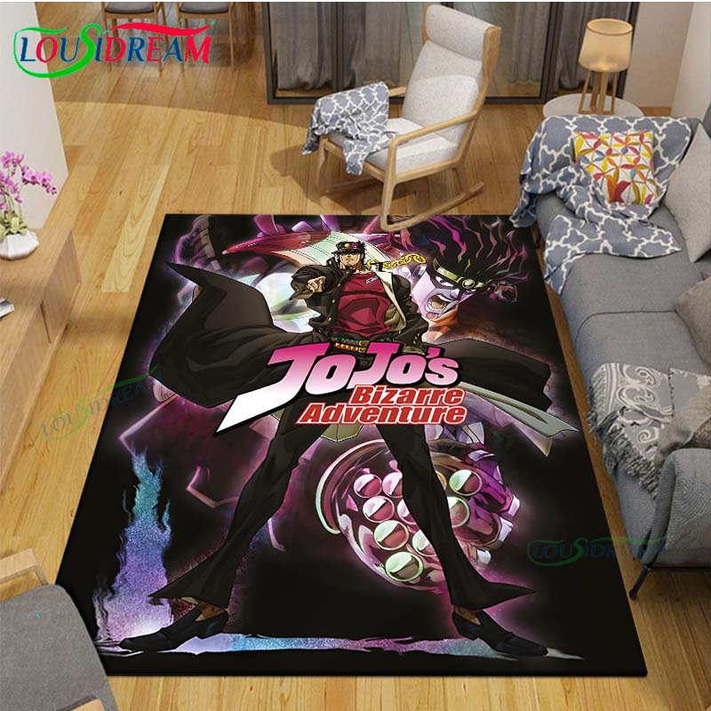 Tappeti Classici Cartone Animato J-JoJo's Bizarre Adventure Tappeto Antiscivolo per Soggiorno Tappetini per Camera da Letto dei Bambini Tappeto da Gioco Tappeto Grande Decorazione