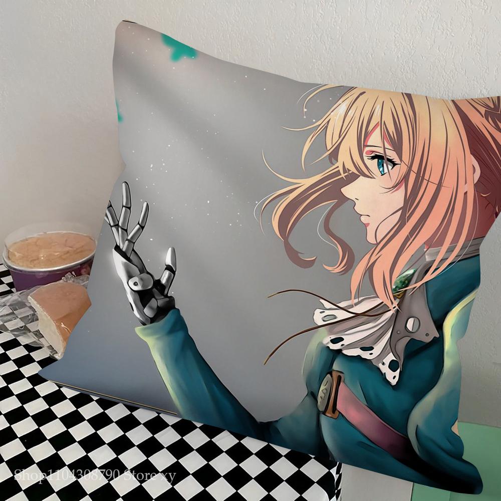 Violet Eternal Garden Animated Movie Pillow Case Square Pillow Bedroom Sofa Leisure Comfort CushionCarLivingRoom Home Decoration