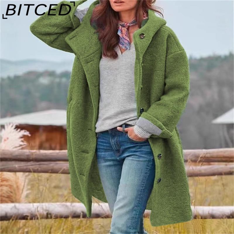 

BITCED Женские винтажные повседневные куртки и пальто с решетчатым принтом, осенне-зимние куртки-поло с длинными рукавами и воротником XXXL зелёный